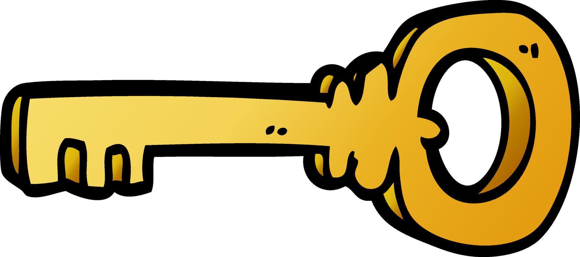 cartoon doodle gold key vector