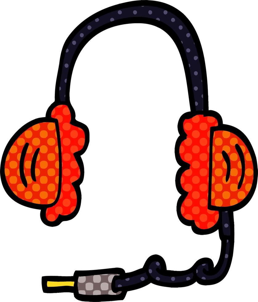 cartoon doodle ear phones vector