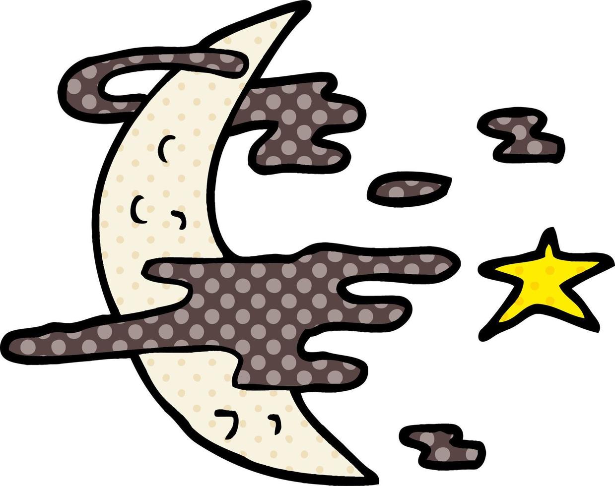 cartoon doodle spooky moon vector