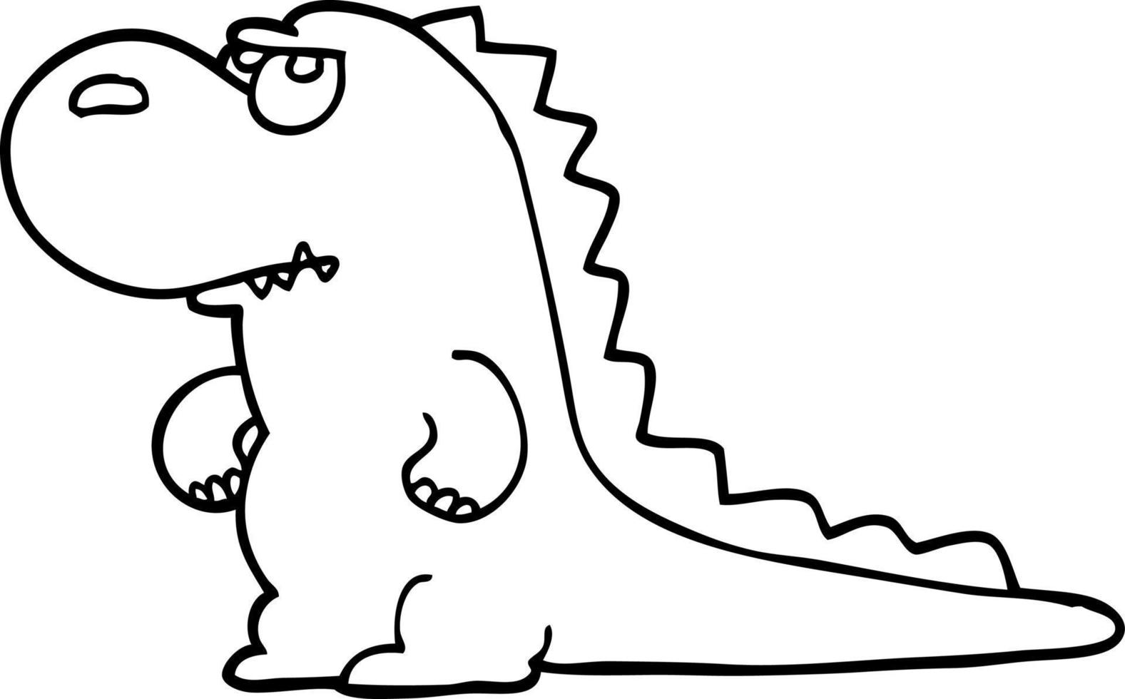 line drawing cartoon annoyed dinosaur vector