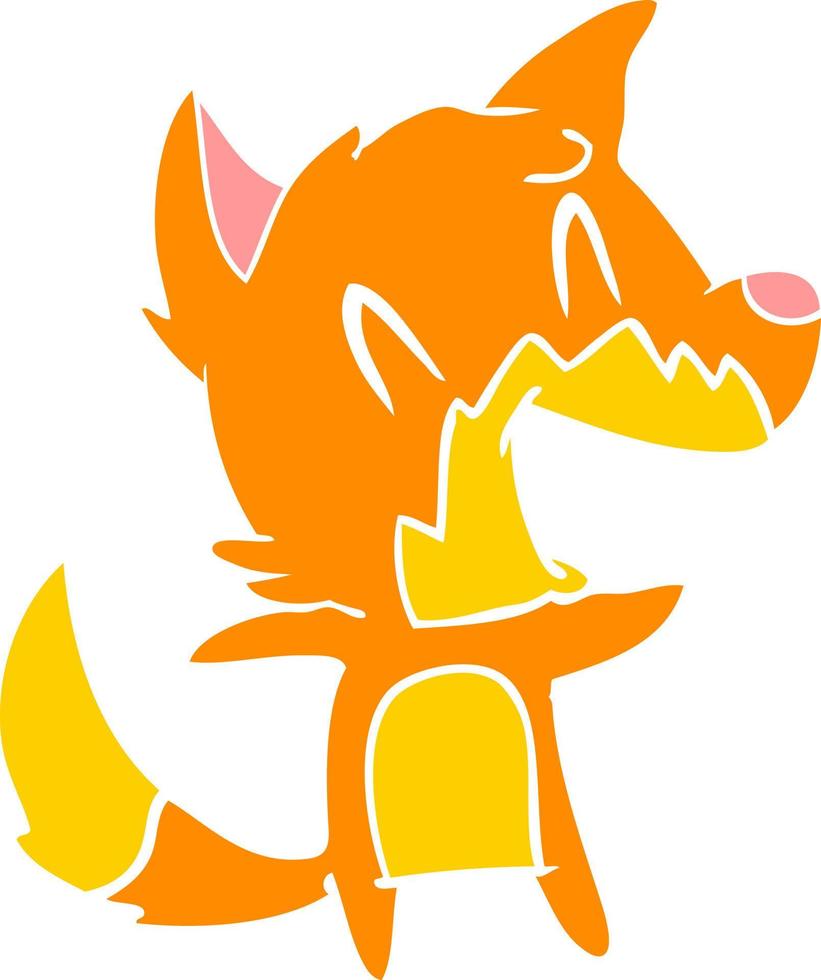 laughing fox flat color style cartoon vector