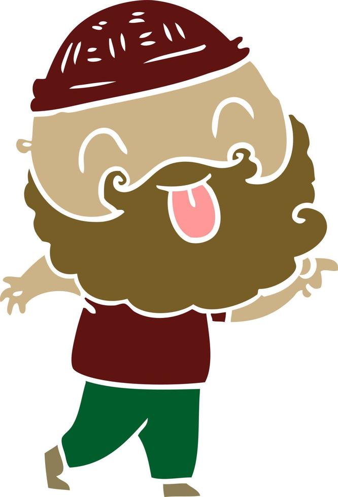 man with beard sticking out tongue vector