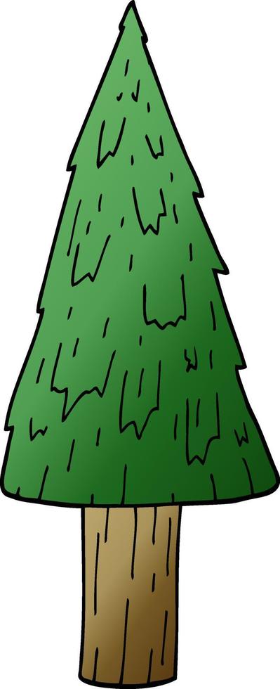 caricatura, garabato, árbol de navidad vector