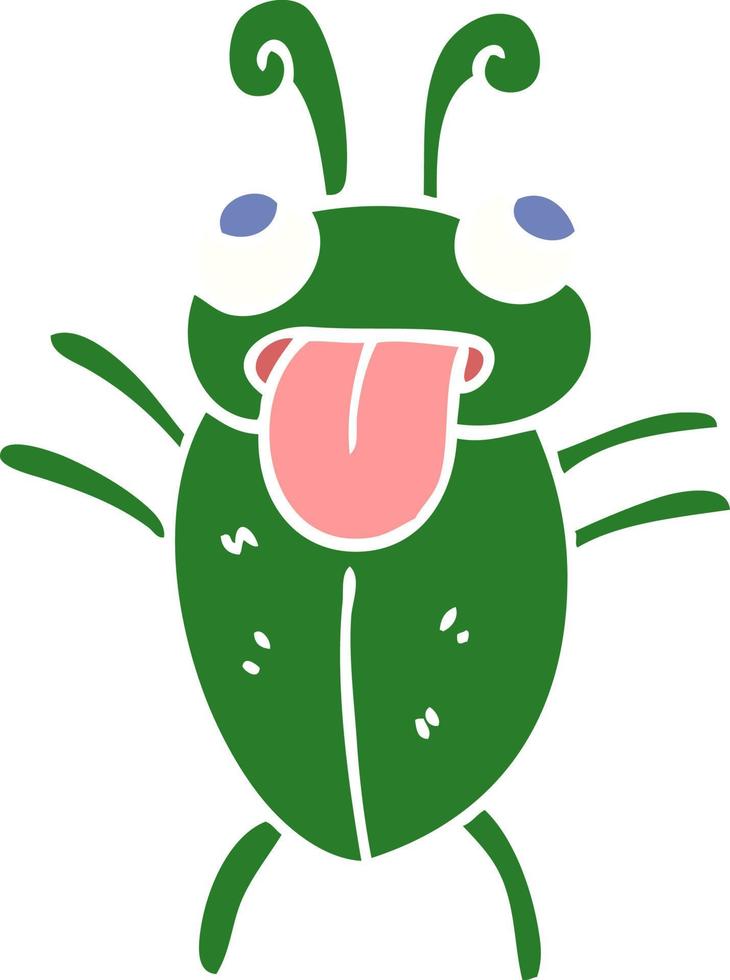funny flat color style cartoon bug vector