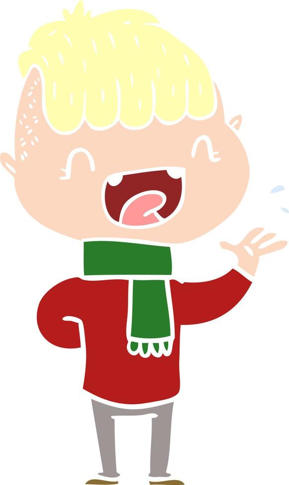 niño feliz de dibujos animados de estilo de color plano riendo vector