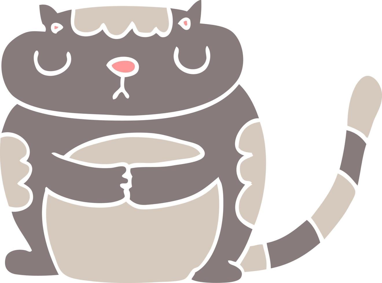 lindo gato de dibujos animados de estilo de color plano vector