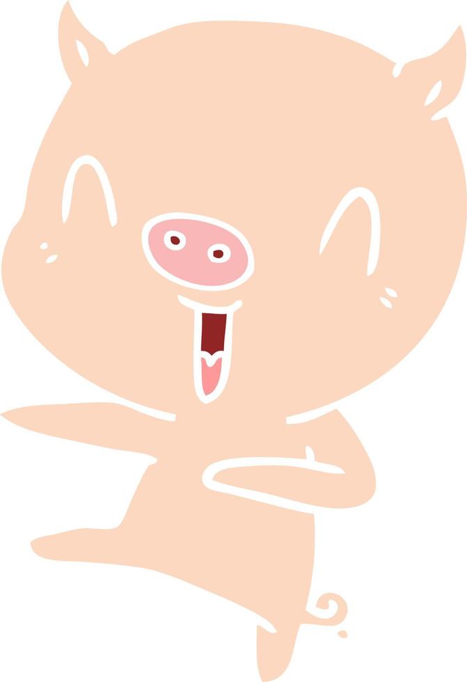 flat color style cartoon pig dancing vector