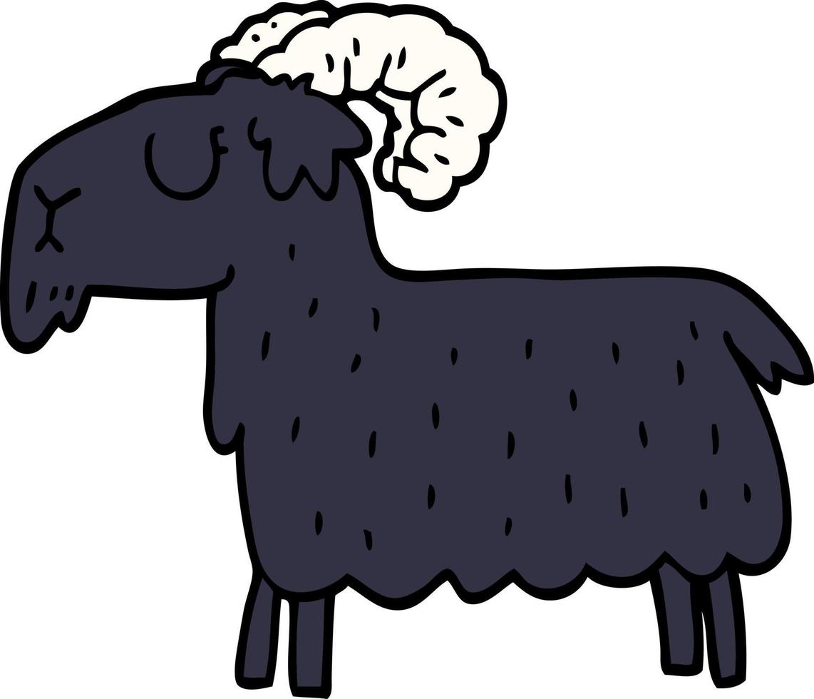 cartoon doodle black goat vector