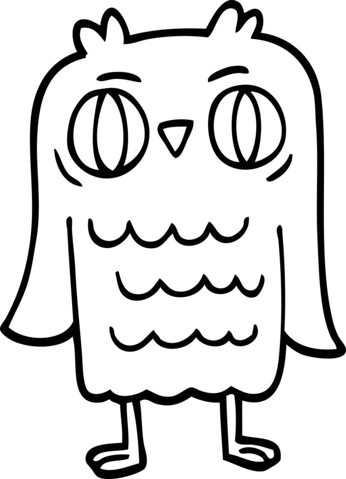 line drawing cartoon owl vector