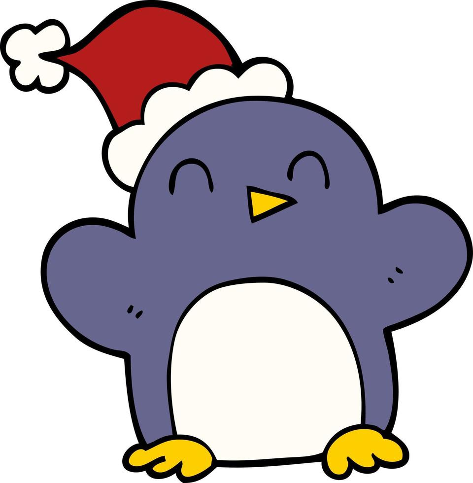 cartoon doodle christmas penguin vector