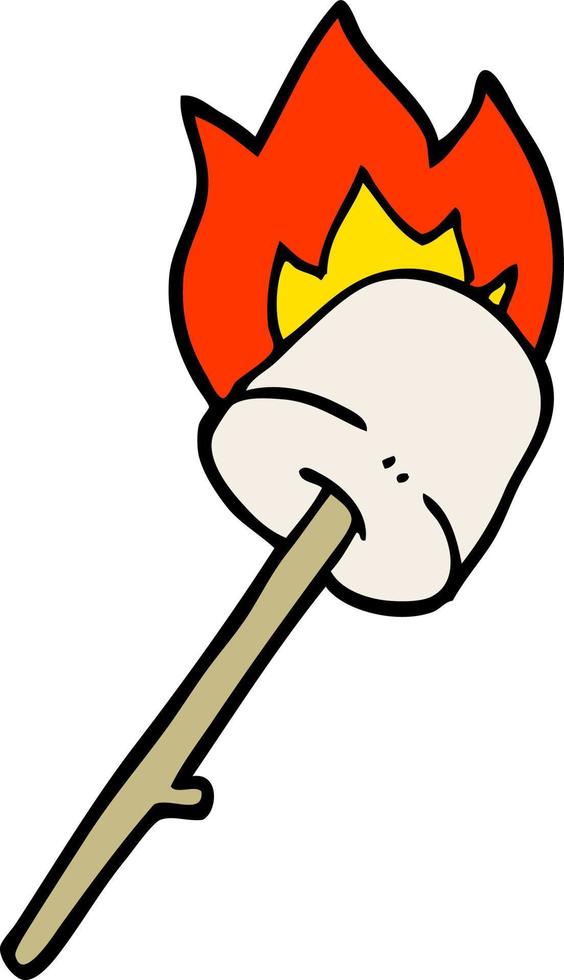 cartoon doodle marshmallow on stick vector