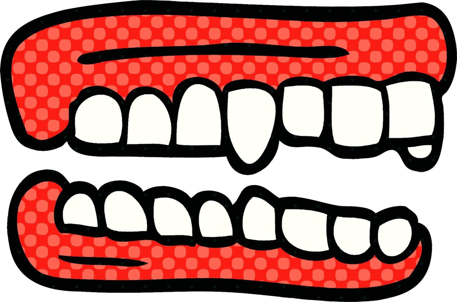 cartoon doodle false teeth vector