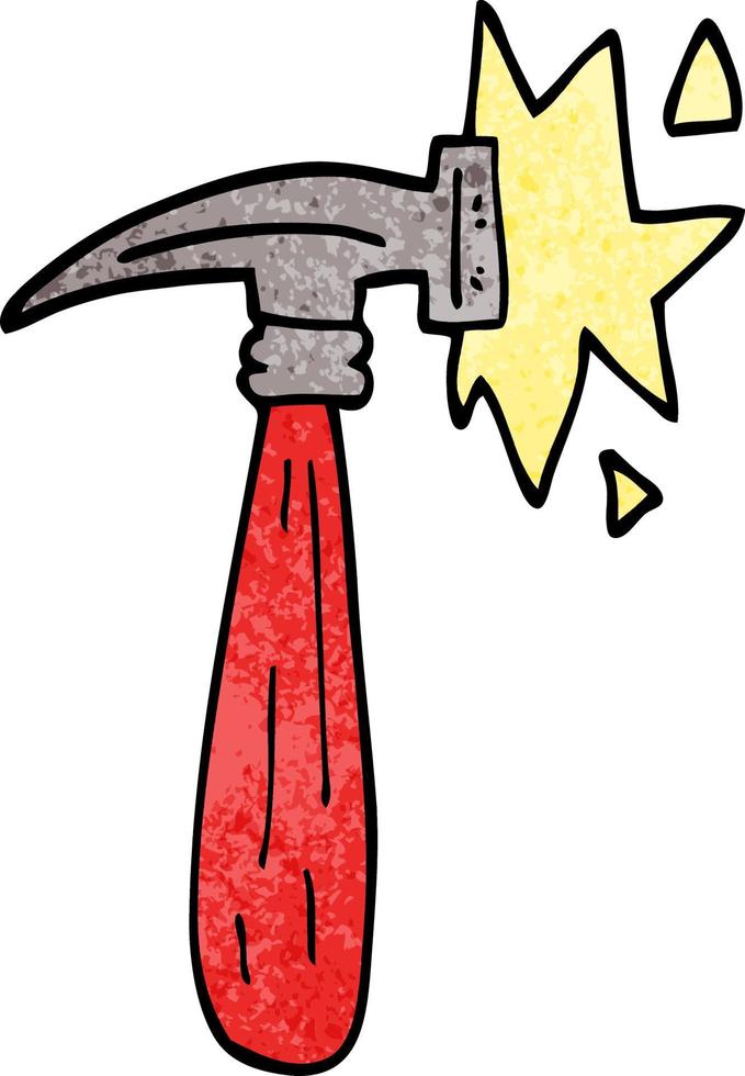 cartoon doodle hammer banging vector