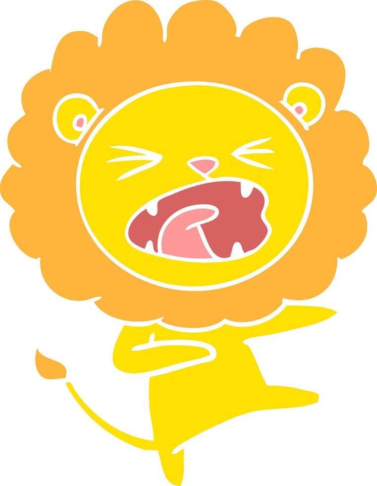 flat color style cartoon angry lion vector