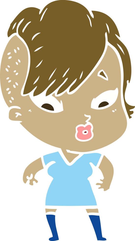 flat color style cartoon surprised girl vector