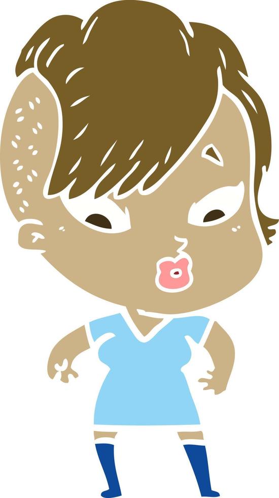 niña sorprendida de dibujos animados de estilo de color plano vector