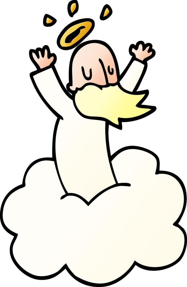 cartoon doodle god on cloud vector