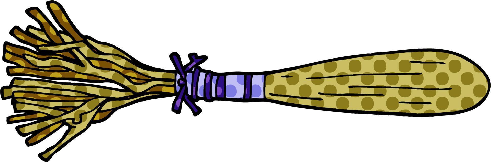 cartoon doodle magic broom vector