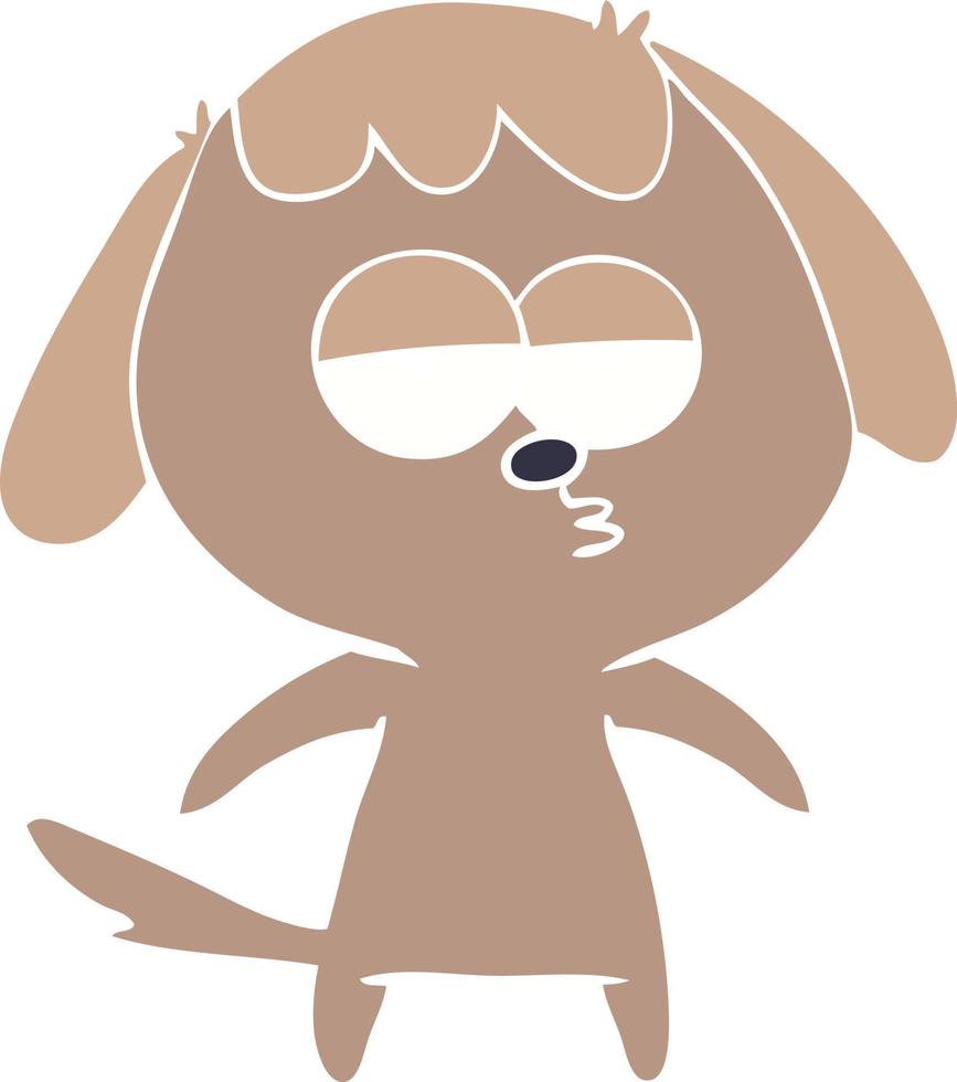 perro aburrido de dibujos animados de estilo de color plano vector