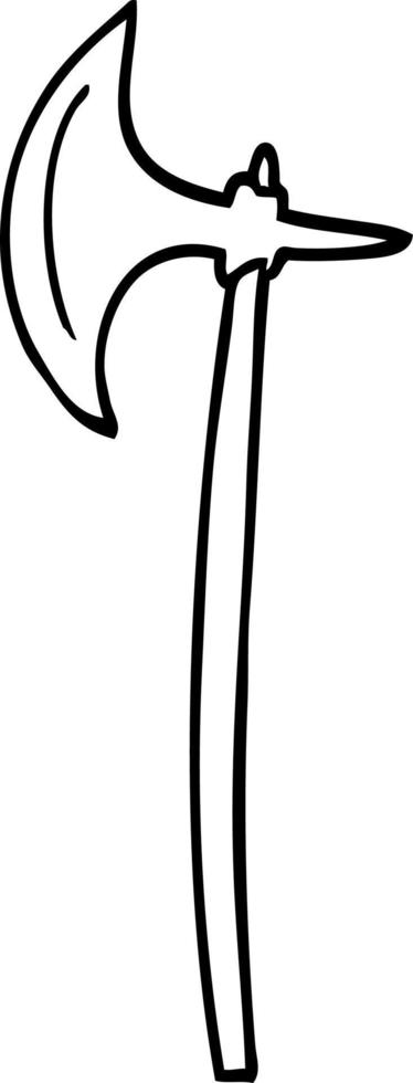 line drawing cartoon medieval axe vector