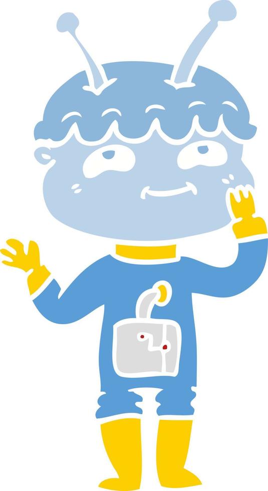 surprised flat color style cartoon spaceman vector