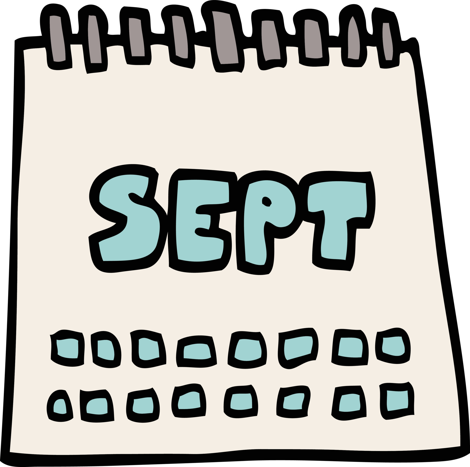 cartoon doodle calendar showing month of september 12146164 Vector Art