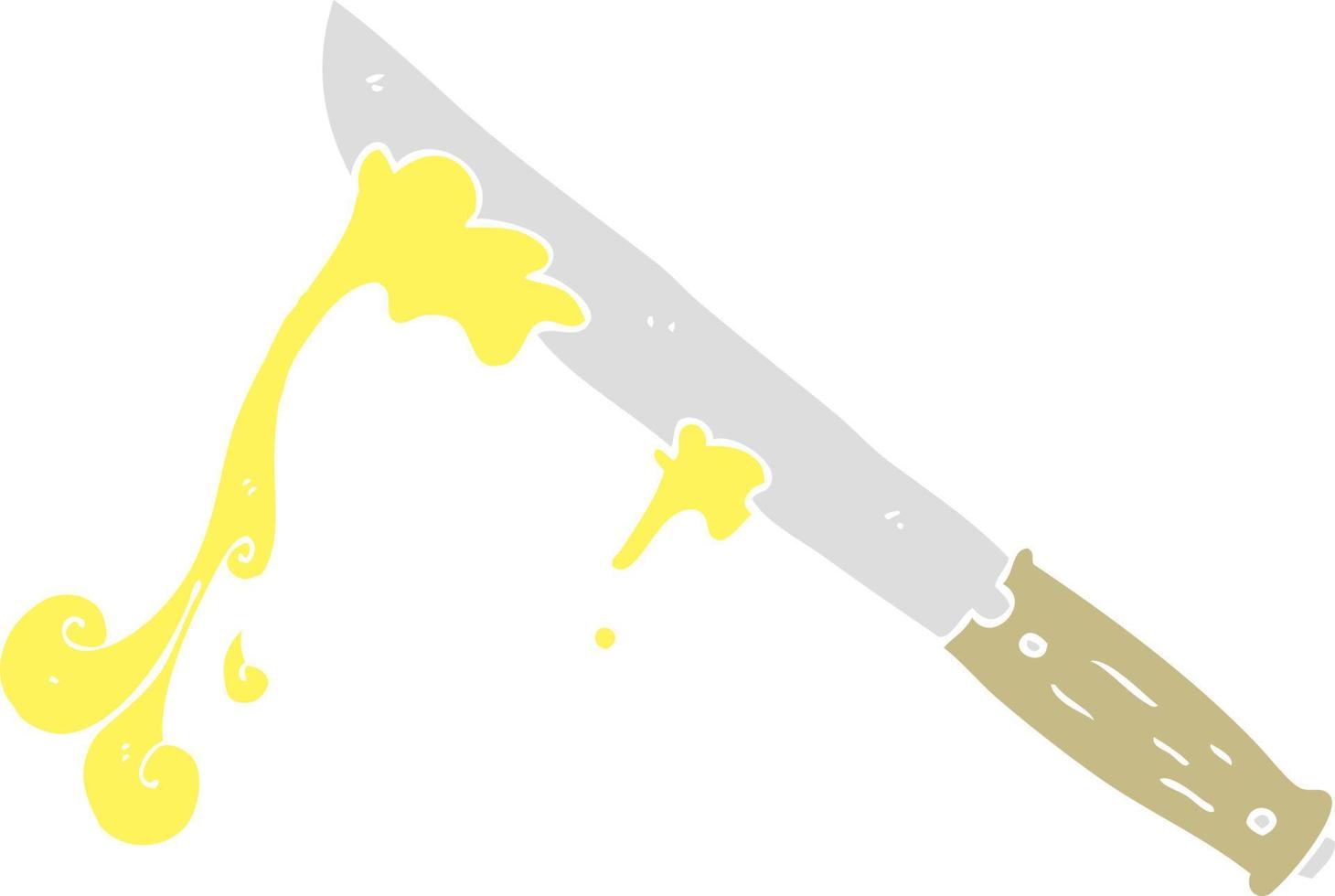 ilustración de color plano de un cuchillo de mantequilla de dibujos animados vector