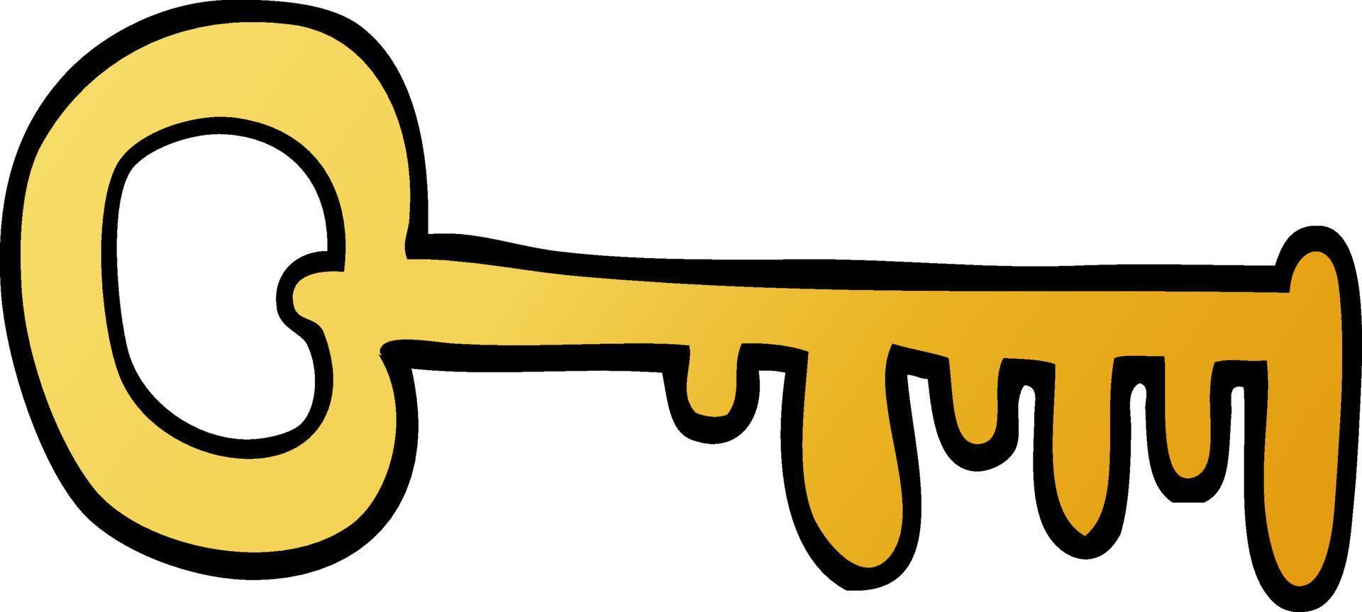 cartoon doodle gold key vector