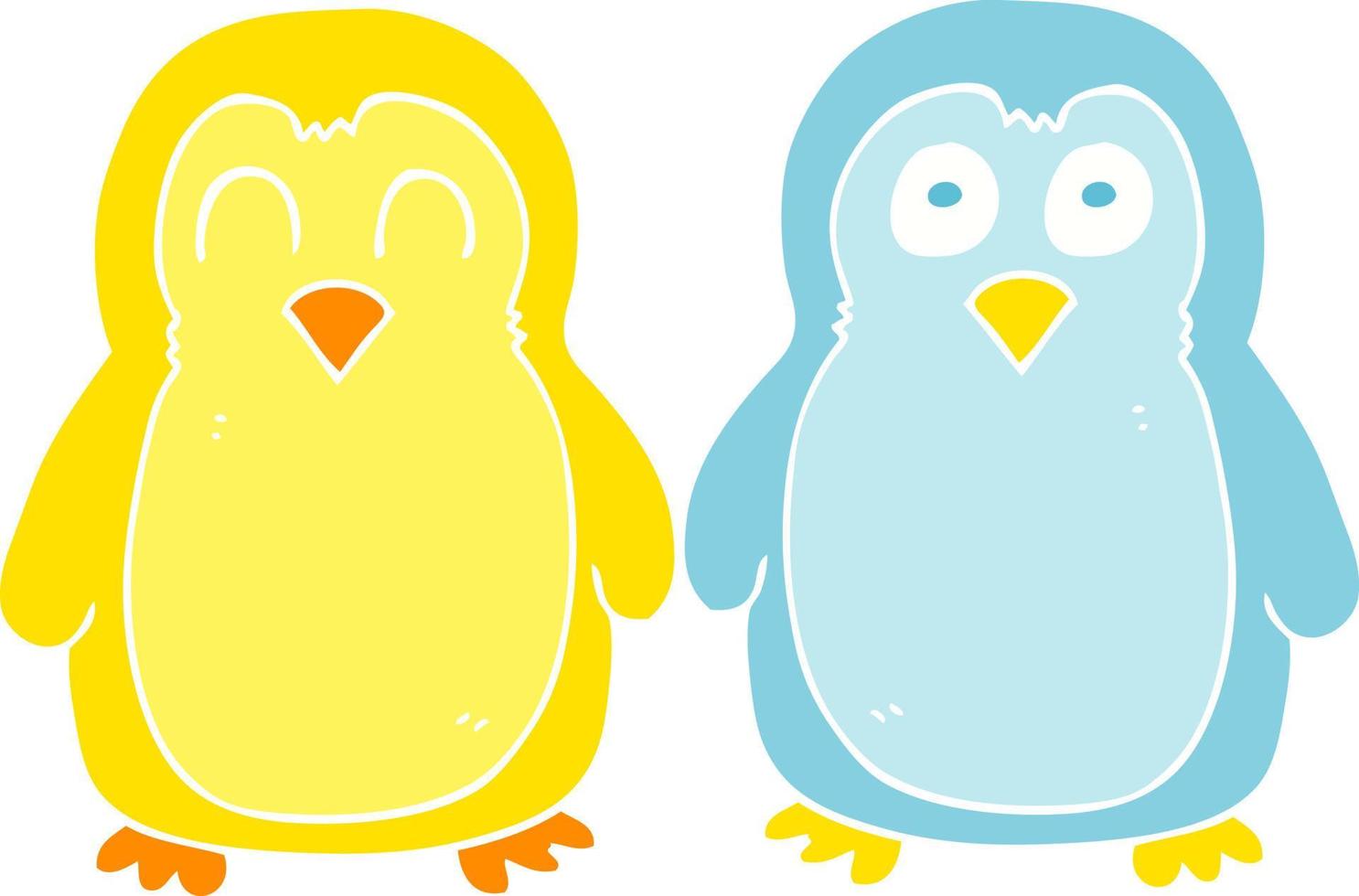 flat color illustration of a cartoon birds holding hands vector