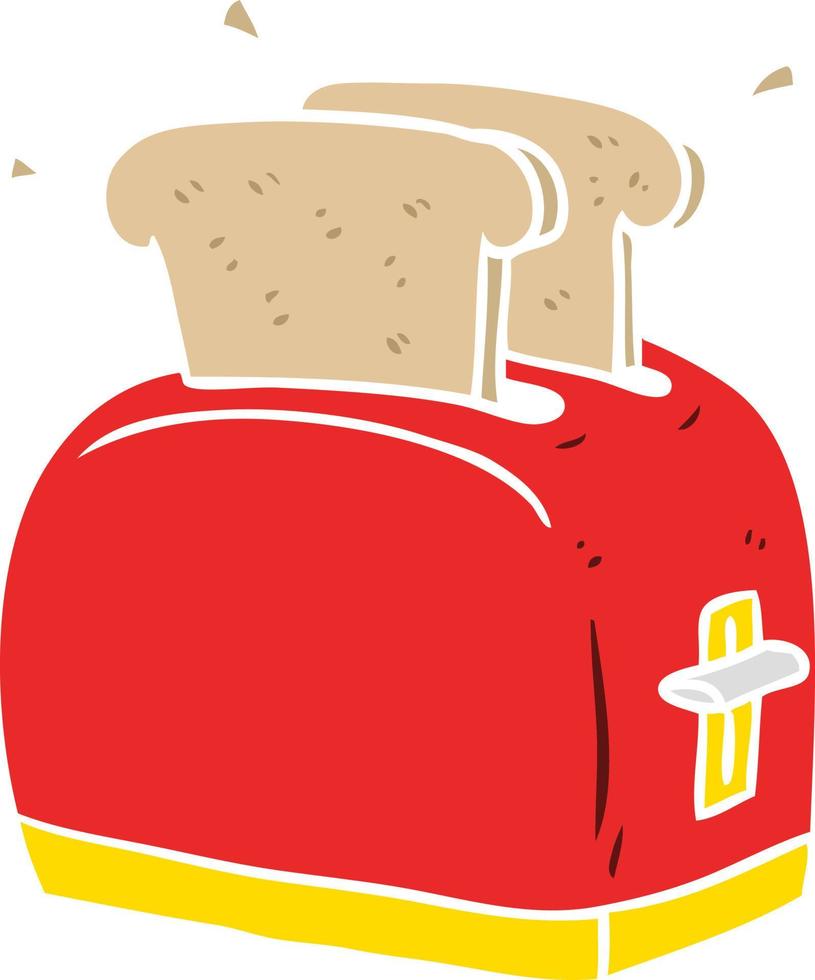 flat color style cartoon toaster toasting bread vector