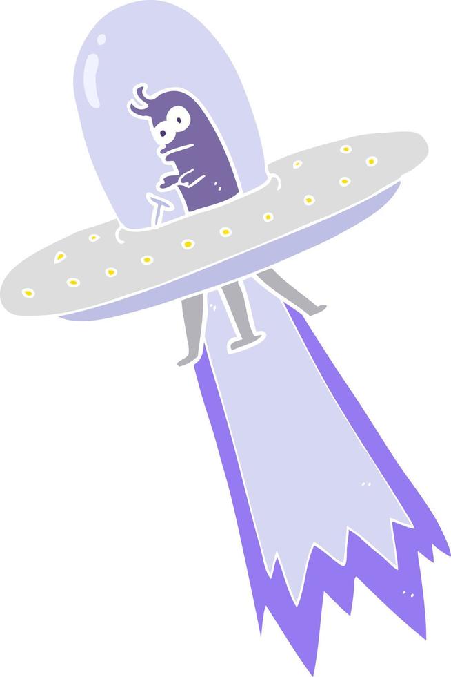 flat color illustration of a cartoon flying saucer vector