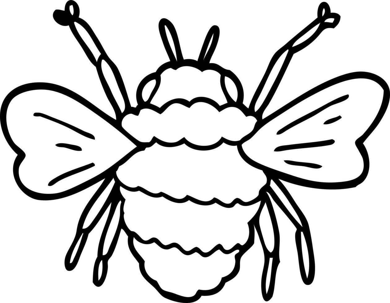 line drawing cartoon bee vector