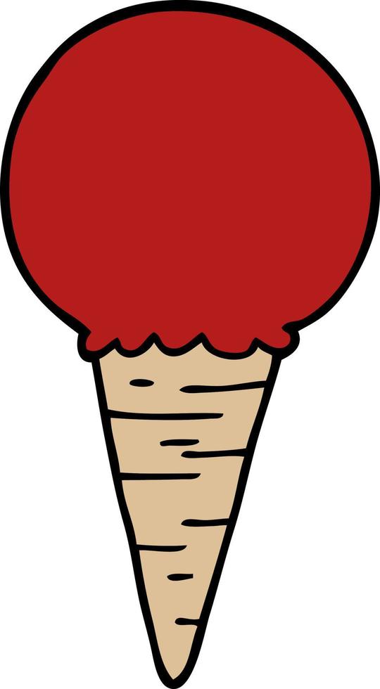 cono de helado de garabato de dibujos animados vector