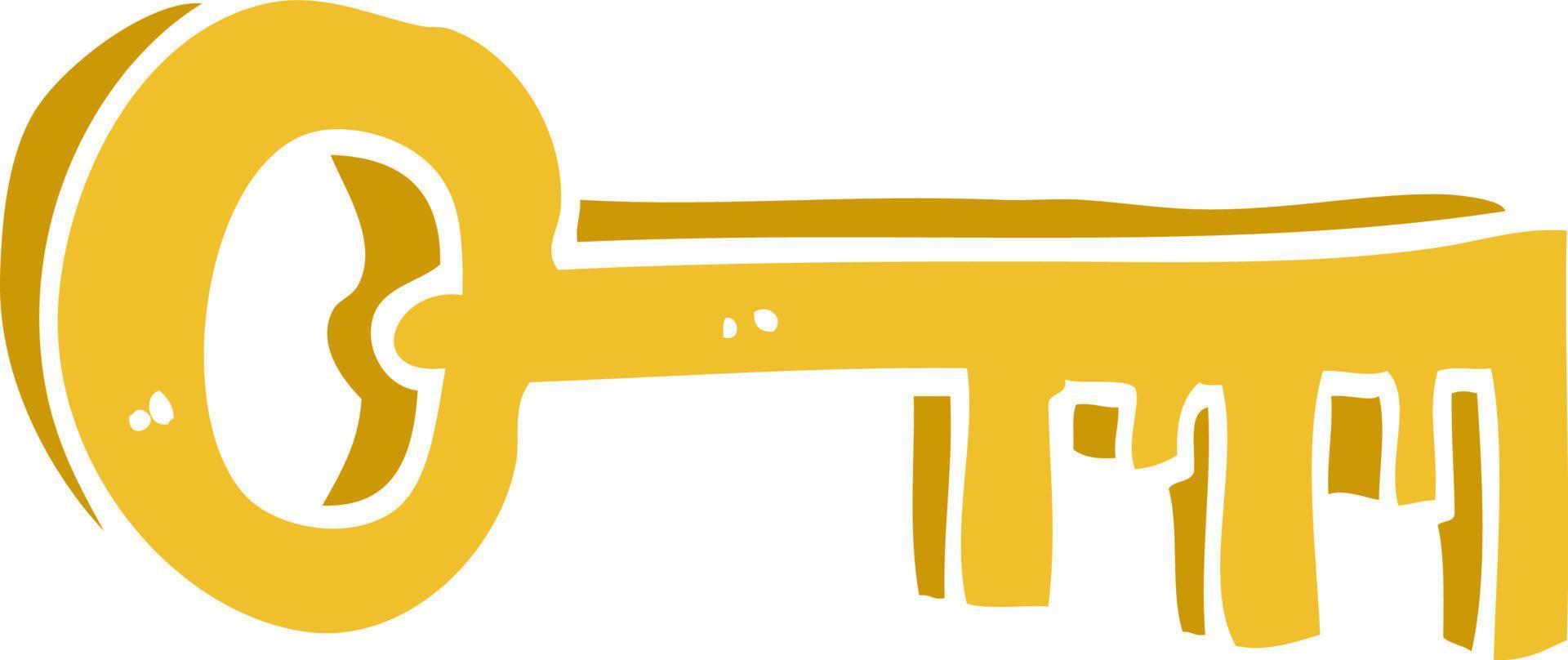 cartoon doodle gold key vector