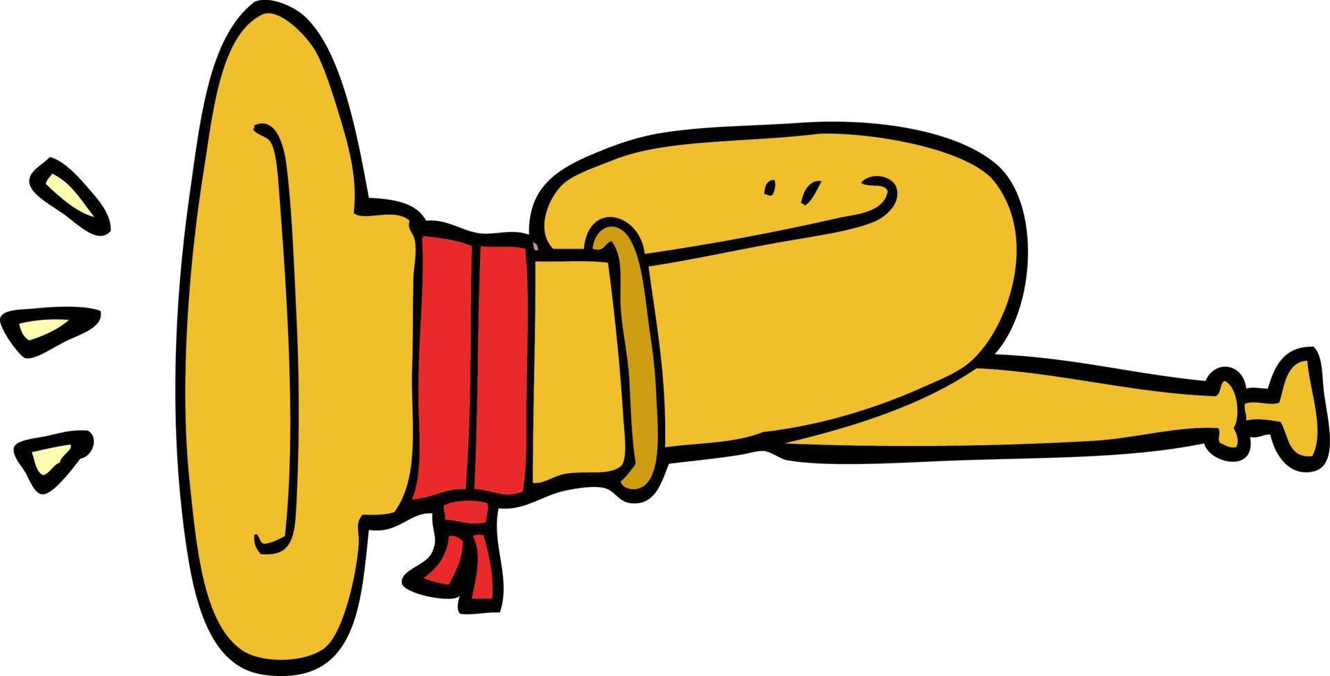 cartoon doodle curled horn instrument vector