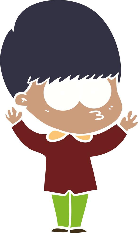 niño de dibujos animados de estilo de color plano nervioso vector