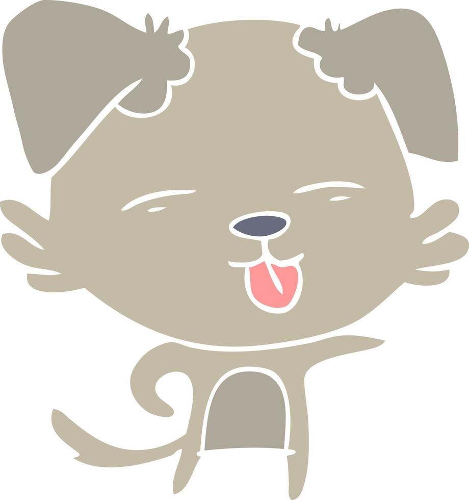flat color style cartoon dog sticking out tongue vector