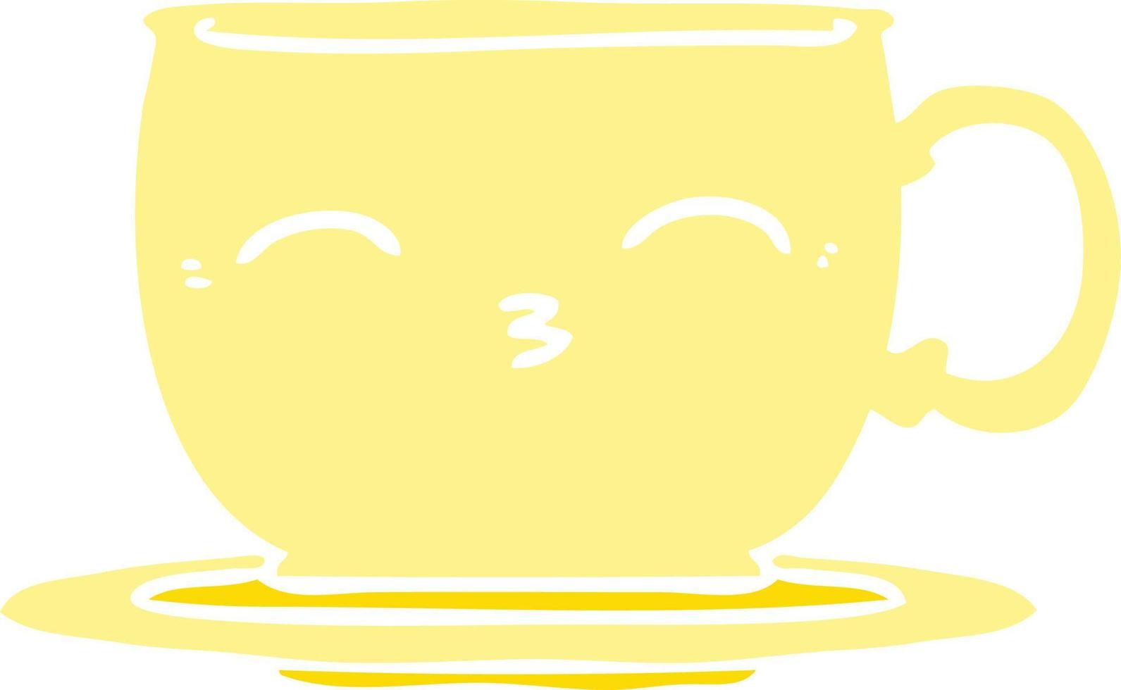 flat color style cartoon tea cup vector