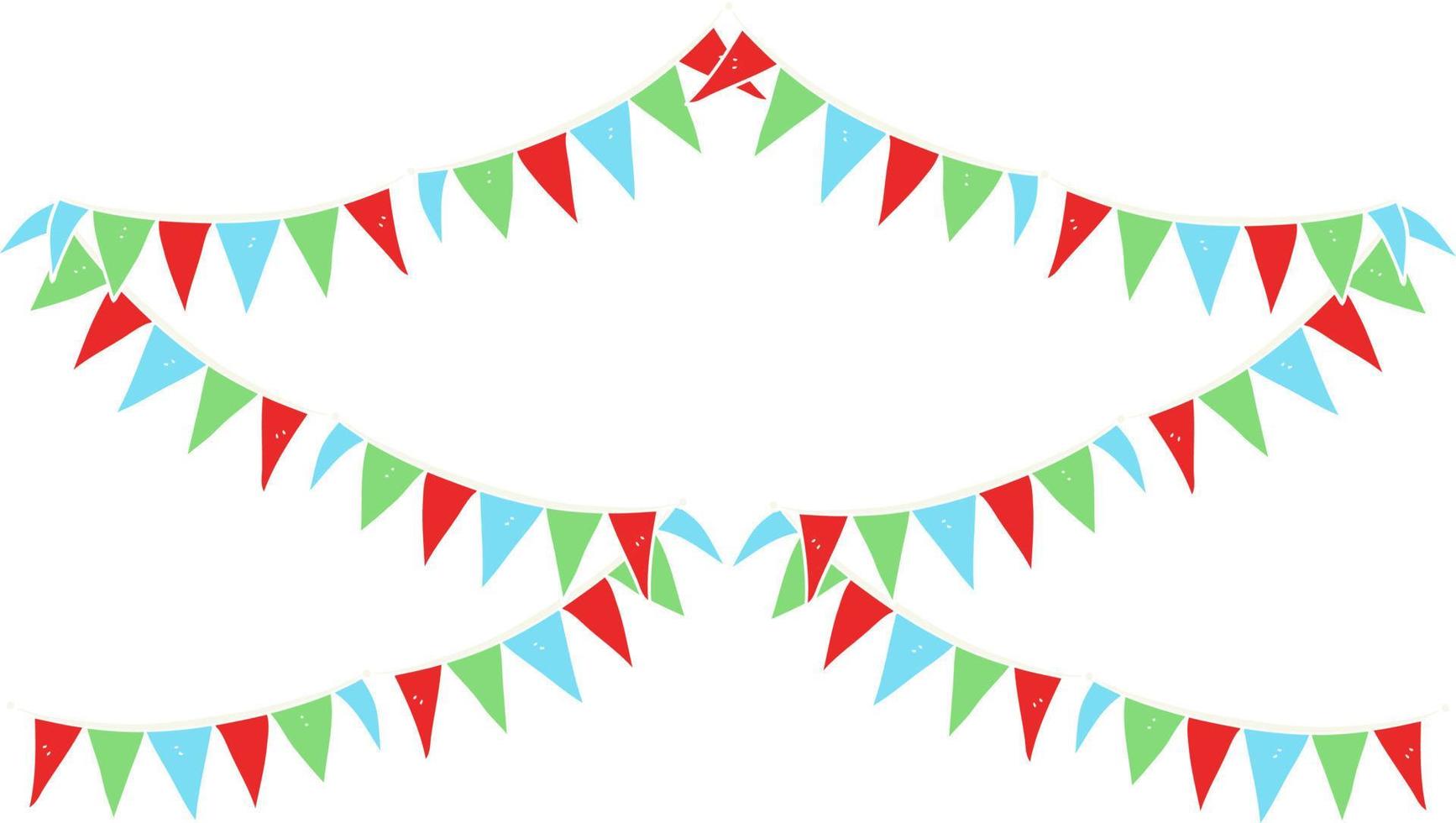 flat color illustration of a cartoon bunting flags vector