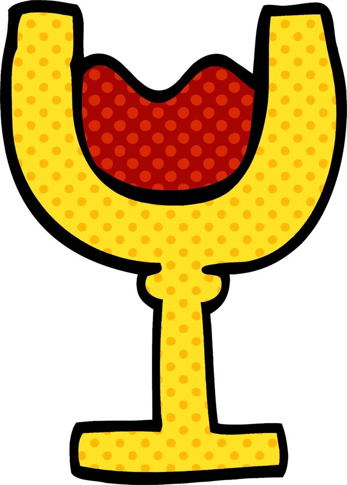 cartoon doodle glass of wine vector