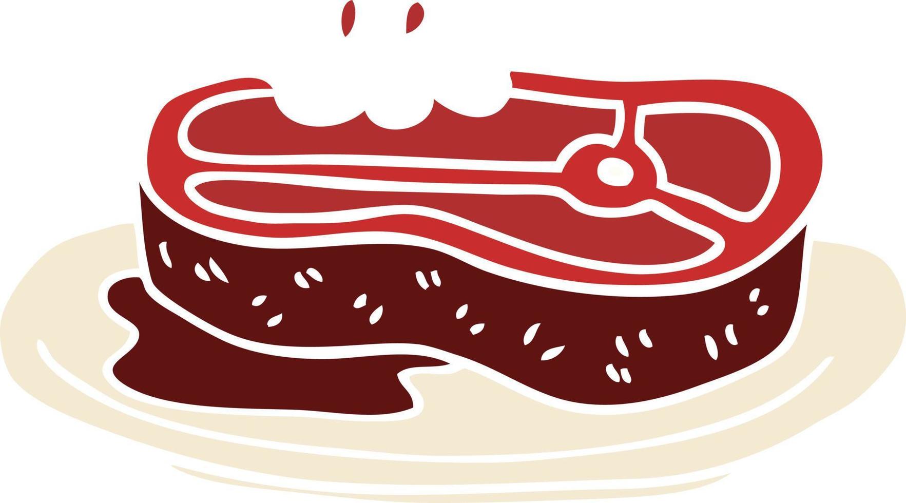 cartoon doodle rare steak vector