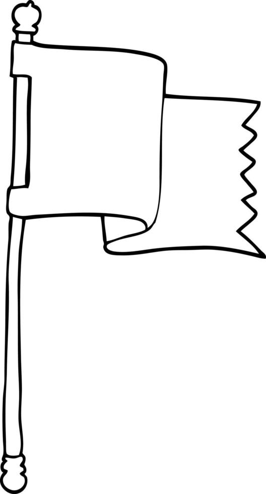 line drawing cartoon waving flag vector