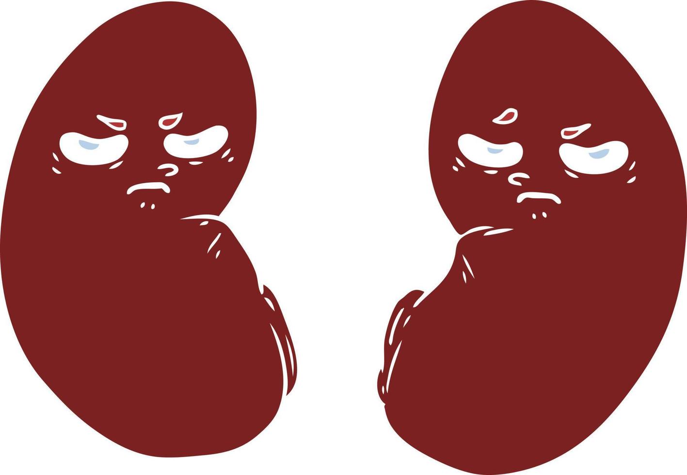 flat color style cartoon irritated kidneys vector