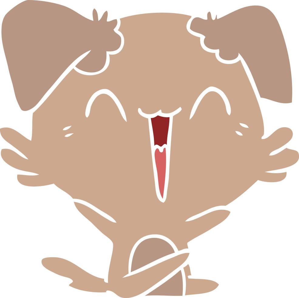 happy little dog flat color style cartoon vector