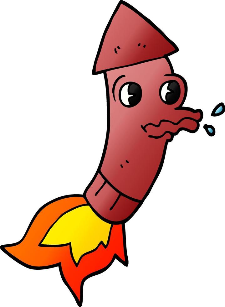 cartoon doodle rocket vector