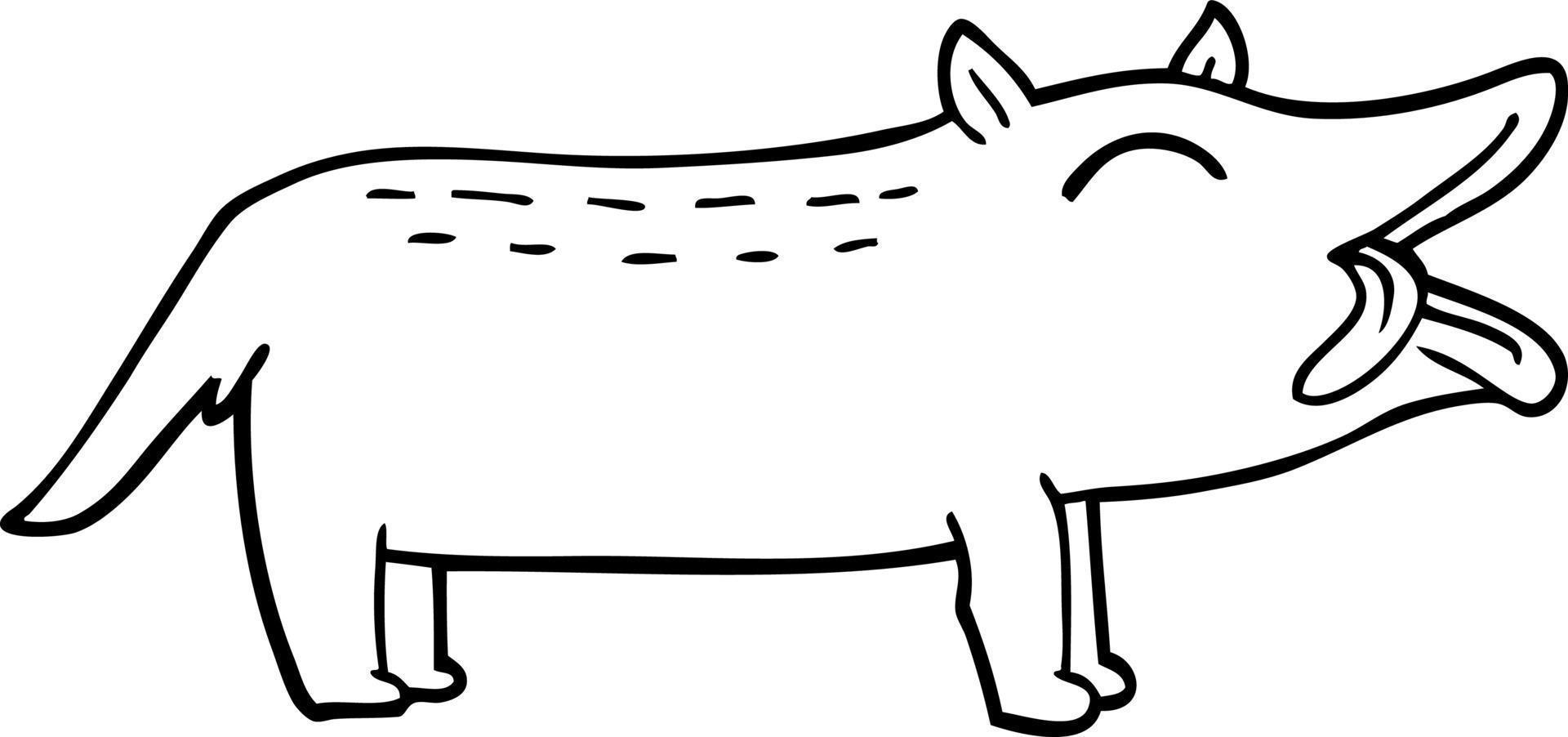 line drawing cartoon funny dog vector