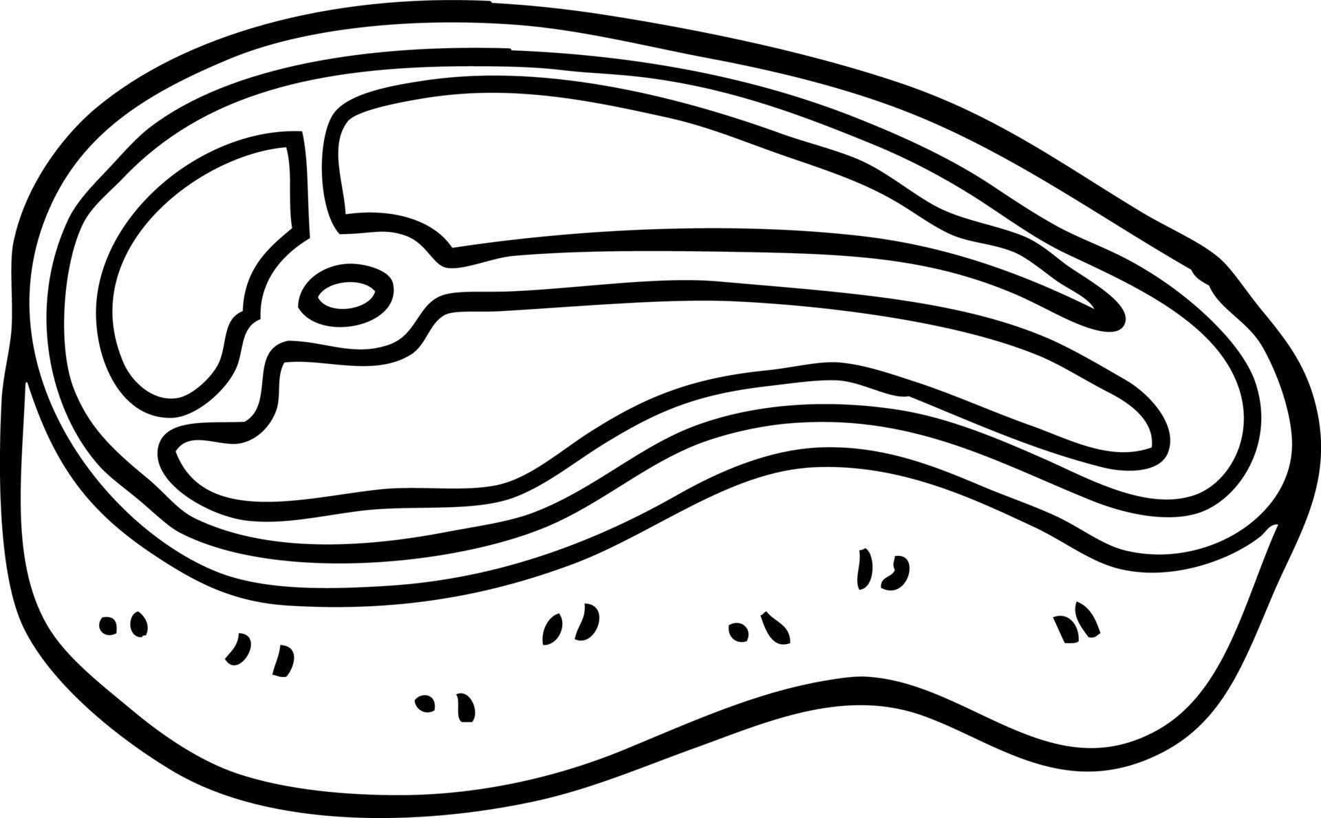 line drawing cartoon well cooked meat 12146482 Vector Art at Vecteezy