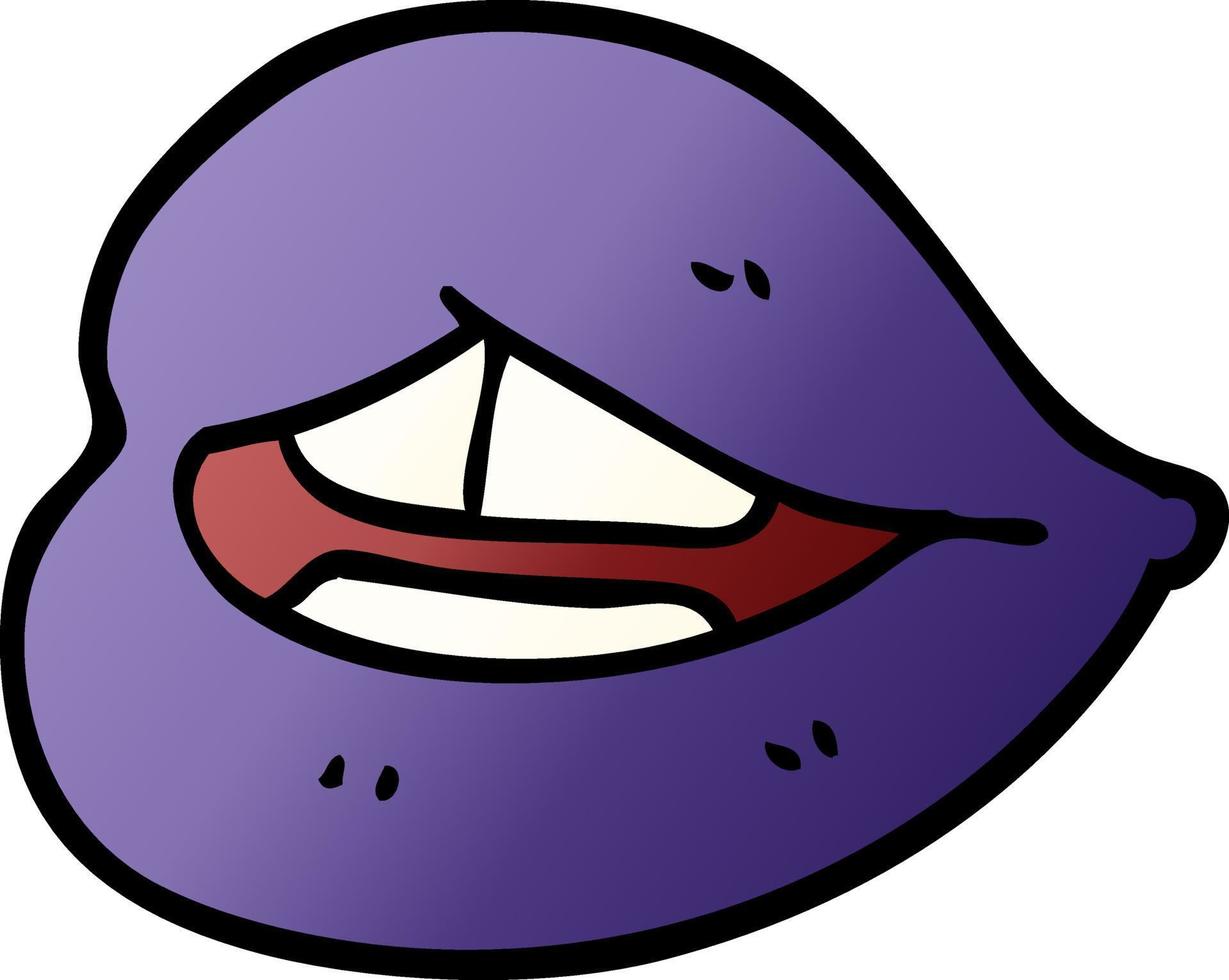 cartoon doodle purple lips vector