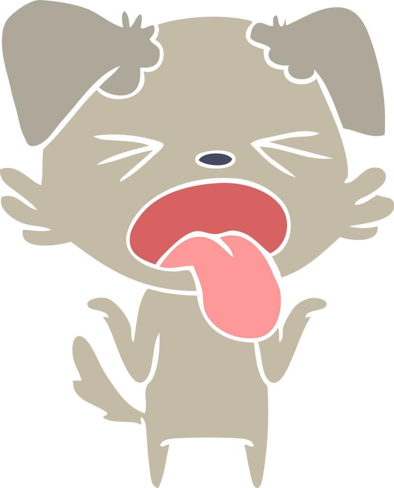 flat color style cartoon disgusted dog shrugging shoulders vector