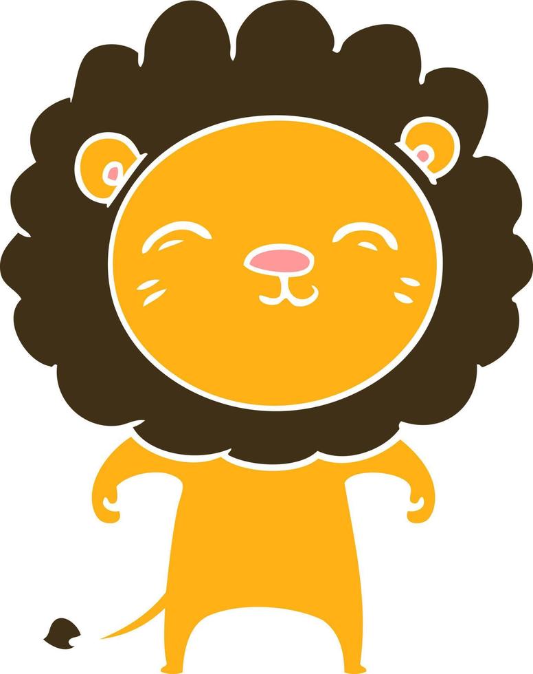 flat color style cartoon lion vector